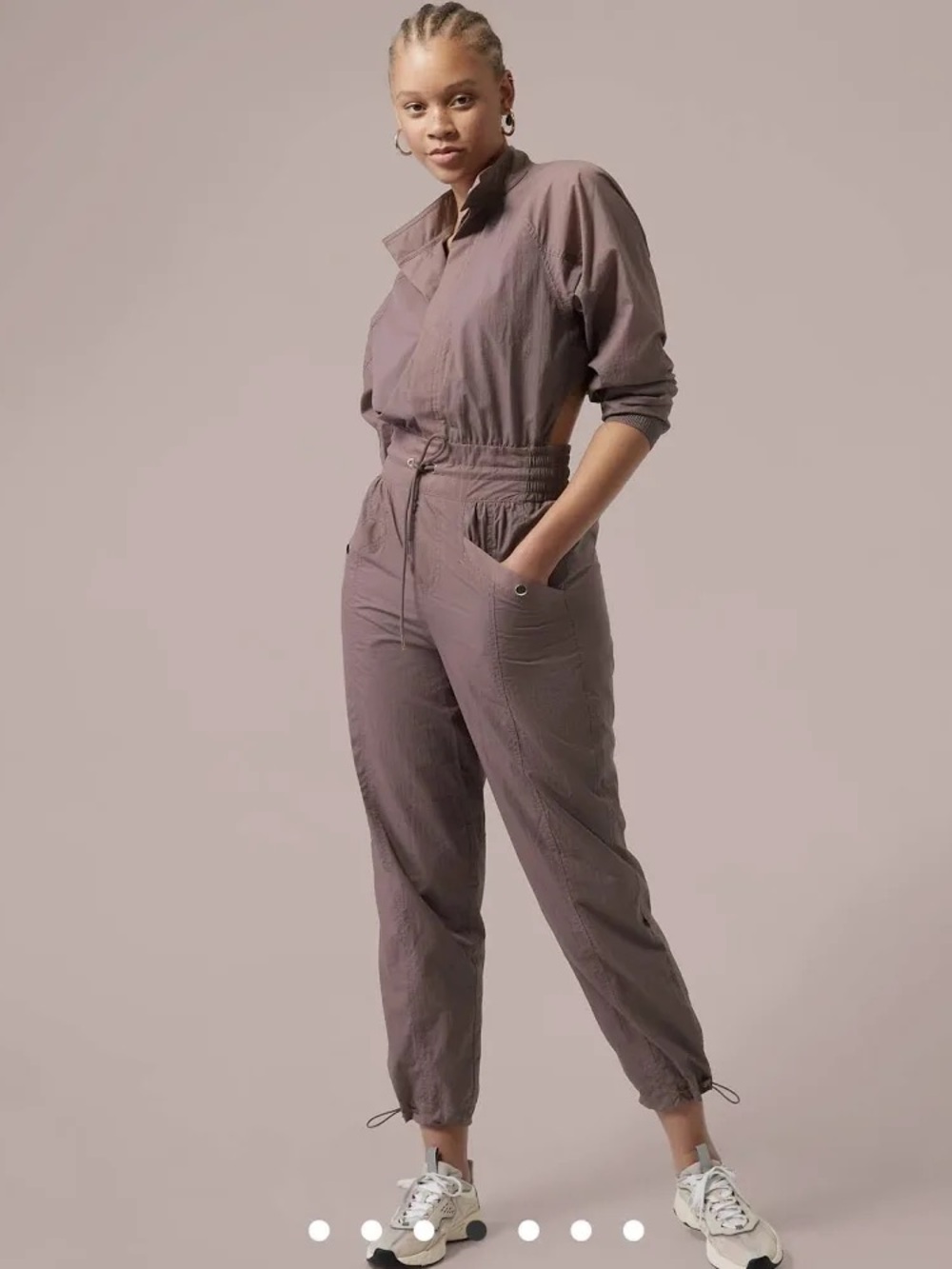 Athleta Utility Jumpsuit in Taupe-Mauve